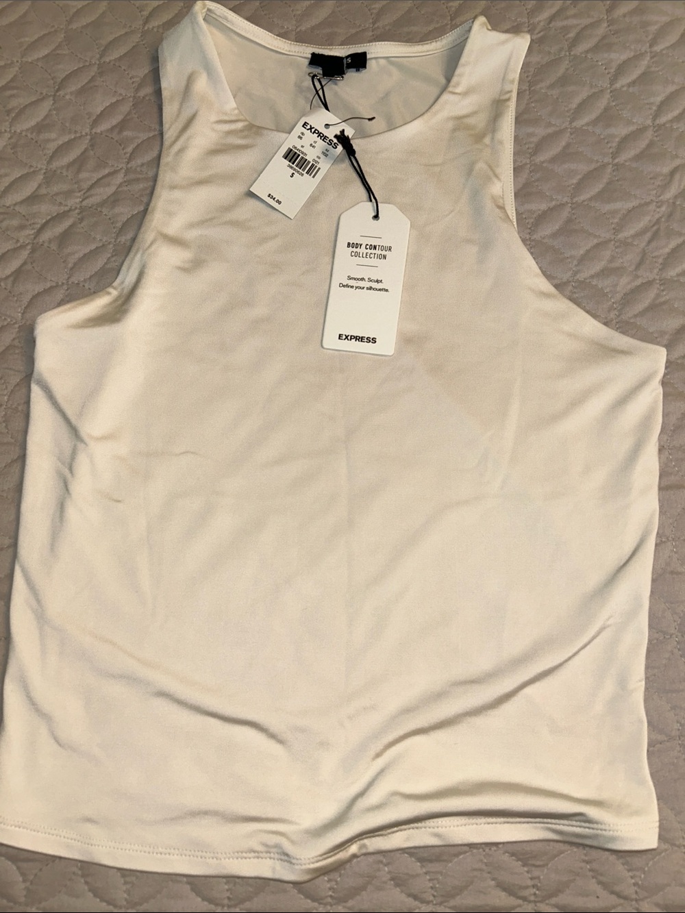 Express White Sleeveless Tank Top - Body Contour